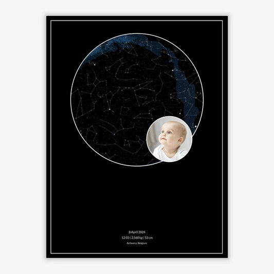 Personalized Birth Star Map on Aluminium – Celestial Night Keepsake